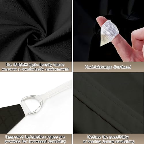 Filet d'ombrage avec oeillets noir extérieur 1x2.5m
