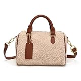 Extolove Fuzzy Purses for Women Cute Lambswool Furry Tote Bag Faux Fur Purse Top-Handle Fluffy Crossbody Handbag (Brown)