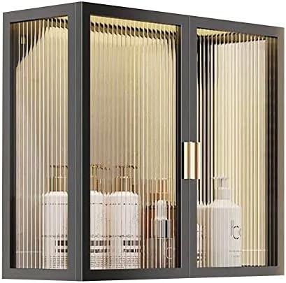 Wall-Mounted Bathroom Storage Cabinet, Stylish Black Organizer with Glass Door, Multi-Purpose Above Toilet Shelf for Cosmetics, Perfumes & Accessories – 30x13x30cm