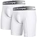 COOLOMG Youth Boys Compression Shorts with Cup Pocket, NO Cup for Baseball Football Lacrosse,White M,2-Pack