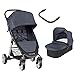 BABY JOGGER City Mini 2 - Cochecito Compacto de 4 Ruedas + Capazo + Barra Delantera en Color, Carbón, Duo