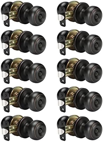 Haidms 10 Packs Oil-Rubbed Bronze Interior Door Knobs, Door Knobs Interior Bedroom, Bronze Door Knobs Privacy, Oil-Rubbed Bronze Finish Door Knobs Interior, Door Knobs Bulk(Oil-Rubbed Bronze)