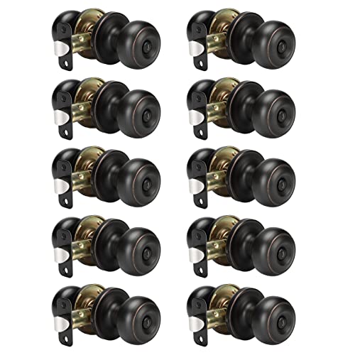 Haidms 10 Packs Oil-Rubbed Bronze Interior Door Knobs, Door Knobs Interior Bedroom, Bronze Door Knobs Privacy, Oil-Rubbed Bronze Finish Door Knobs Interior, Door Knobs Bulk(Oil-Rubbed Bronze) #TOP24