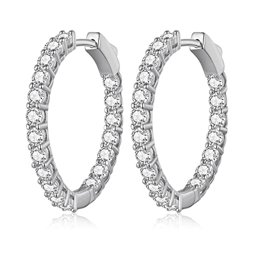 Gold Hoop Earrings for Women 14K Gold Plated Cubic Zirconia Hoop Earrings for Women 30mm Diamond Hoop Earrings Valentine's Day Mother's Day Birthday Jewelry Gift for Women