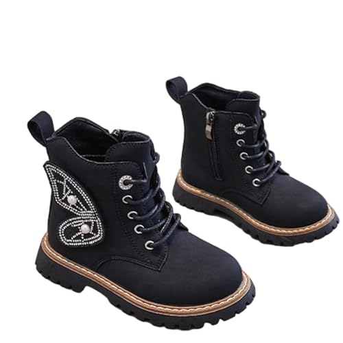 Girls Ankle Boots Waterproof High Top Thick Leather Lace Up Boot Fashion Thick Soft Flat Fashion Shoe
