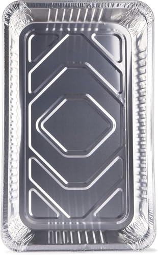 Image of Glad Disposable Full Size Aluminum Steam Pans, Deep Heavy Duty Foil Pans for Steaming, Baking, Roasting, Catering & Oven Reheating, Fits 2 Half Pans, 20.5 x 12.5 x 2.75 Inch, 2 Count