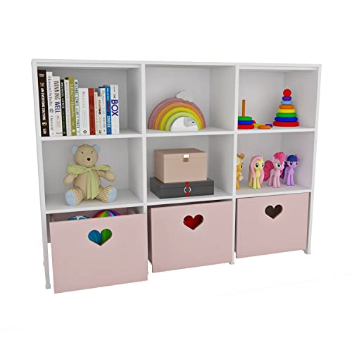 Estante De Nichos Com Baús Organizadores Coração Stella 100% MDF