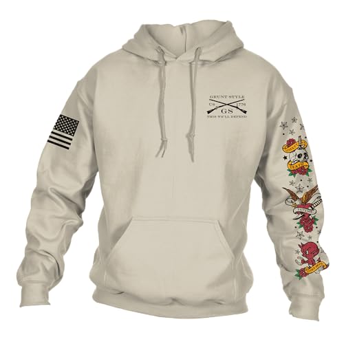 Grunt Style Freedom Ink Mens Pullover Hoodie (Sand Medium)
