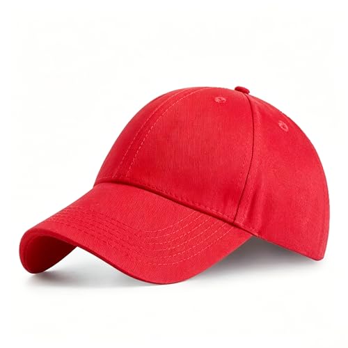 Image of HGDGears Plain Baseball Cap Snapback for Men - Classic 6 Panel Adjustable Sport Casual Sun Visor Hat (Red)…