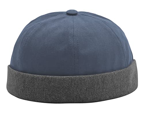 TESOON Unisex Cotton Brimless Beanie Hat Adjustable Trendy Skull Cap Sailor Cap (Blue)