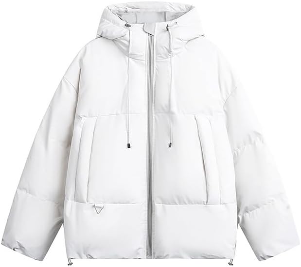 Casual Hooded Cotton Padded Jacket Men Women Short Thick Coat for Winter Warmth