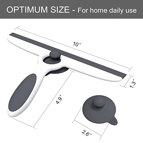 Multi-Purpose Silicon Squeegee For Window, Glass, Shower Door, Car Windshield, Heavy Duty Window Scrubber, Includes Suction Hook-Gray #TOP2