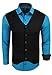 Produktbild R-Neal Herren Hemd Weste Set Business Slim Fit Stretch Strick-Weste Anzug-Set Sakko Hemden 44/40, Farbe:Türkis, Größe:2XL