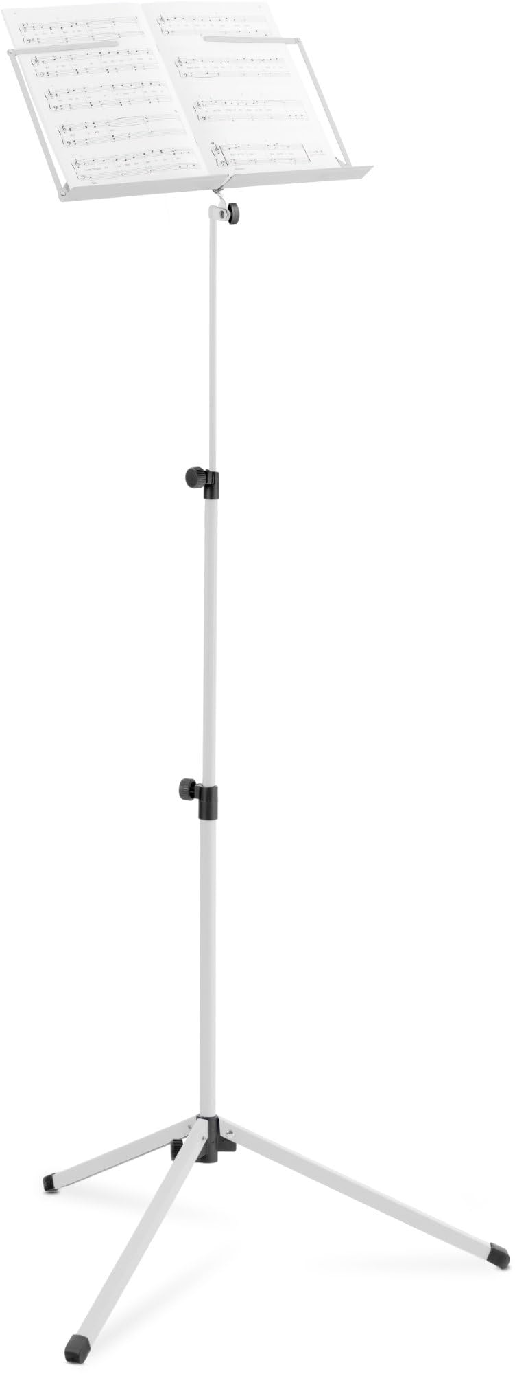 Classic Cantabile 100 Leggio Medium Bianco, Versione di peso medio | Con fermapagine (ferma laterale) sulla superficie di appoggio, Piedini antiscivolo in gomma, Struttura stabile a tre gambe