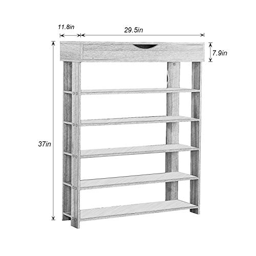 Soges 5-Tier Free Standing Shoe Rack, 29.5 Inches Wooden Shoe Shelf, Entryway Shoe Organizer Storage Cabinet, Teak L24-Xtk #TOP2