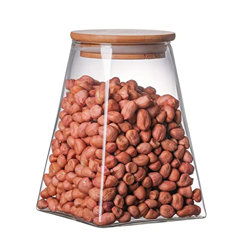 nihngvjm canisters Transparent Square Glass Tea Caddy Storage Jar Snacks Dried Fruit Coffee Storage Bottle Moisture-proof Tank Sealed Jar Container (Color : 750ML)