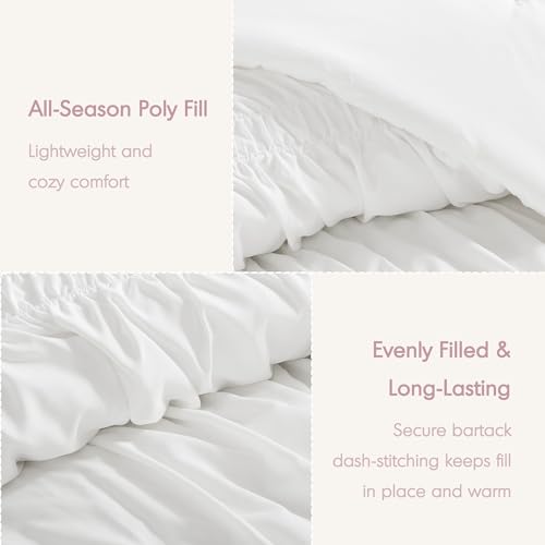 Image of Intelligent Design Ruched Shabby Chic White Queen Comforter Set, 3pc