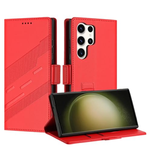 Étui Samsung Galaxy A15 4G/5G rouge fin évite rayures écran grâce au rabat portefeuille cuir
