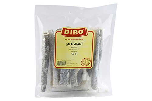 DIBO Lachshaut, 50g-Beutel, der kleine Snack oder Leckerli für Zwischendurch, Hundefutter Cover