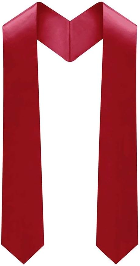 Adult Plain Graduation Stole 60" Long Red
