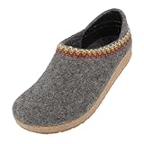 HAFLINGER Grizzly GZH Zigzag Felt Clog Wool Shoe Grey (Anthracite 4) EU 36