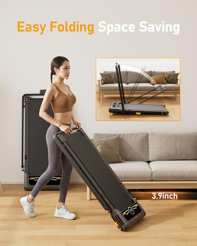 Image of Walking Pad Treadmill, WALKWAKE 8% Incline Walking Pads, Compact Under Desk Treadmill for Home, 330lb Capacity 2.5HP Running Machine for Walking Jogging with LED Display, Red Black