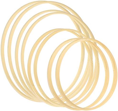 Sntieecr 8 Pack 4 Sizes Bamboo Floral Hoop Wreath Wooden Macrame Bamboo Rings Dream Catcher Craft Hoop Set for DIY Wedding Wreath and Wall Hanging Crafts (5 inch/ 6 inch/ 8 inch/10 inch)