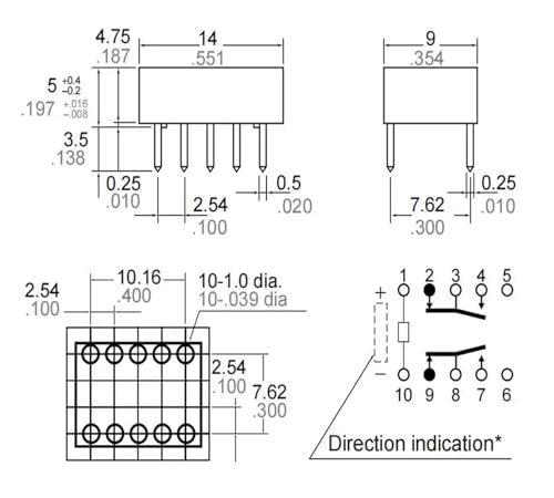 Relé A5W-K microinterruptor de 10 pines TQ2-5V para circuitos integrados PCB 3