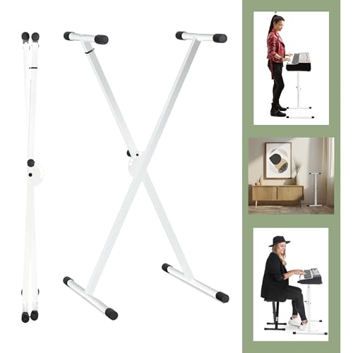 Classic Cantabile X-Keyboardständer (höhenverstellbar in 5-Stufen, klappbar, zerlegbar, stabil) Weiß