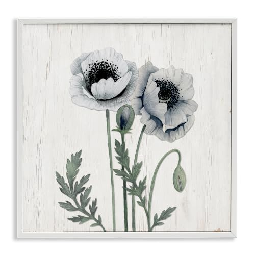Blooming Poppy Rustic Panel Pattern, 24 x 24 Inch Framed Giclée Print