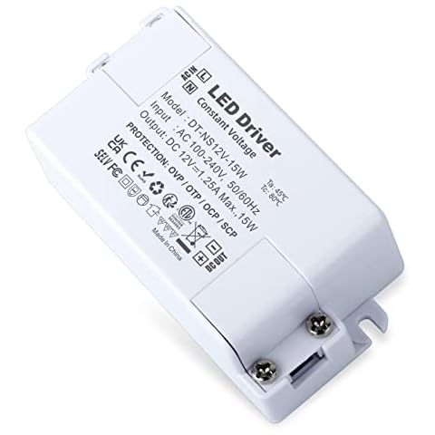 YAYZA! LED Driver 12V 15W LED Transformer 1.25A, 240V AC to DC 12 Volt Low Voltage Power Supply, Constant Voltage PSU for LED Strip Cabinet Lights MR16 Bulbs Cover