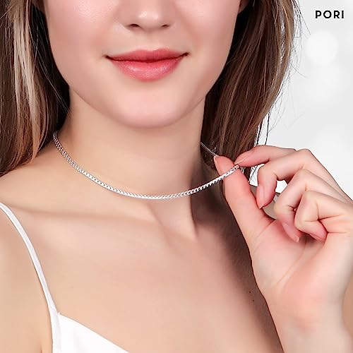 PORI JEWELERS Sterling Silver Italian 2.5MM Solid Franco Square Box Link Chain Necklace2