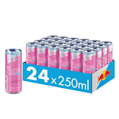 Red Bull Rosa Energy Drink Edición Primavera (sin azúcar) - Paquete de 24 latas - Bebida con sabor a bayas salvajes, desechable (24 x 250 ml)
