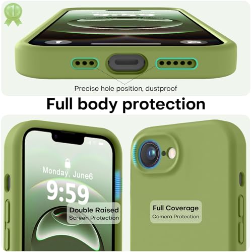 Image of LOVE 3000 Designed for iPhone 16e /17e Case, Premium Silicone with [Soft Anti-Scratch Microfiber Lining] Shockproof Protective Phone Case for Men Women Girls 6.1 inch, Cedar Green