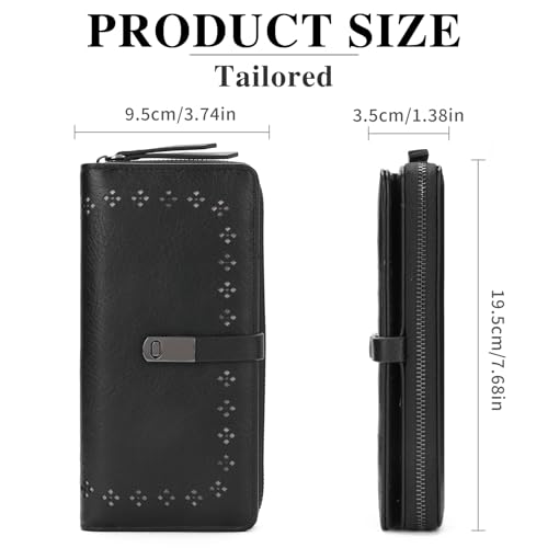Image of Wallet for Women Large Capacity RFID Blocking Leather Bifold Card Holder with Zipper Change Pocket