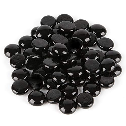 WGV Flache Murmeln, Kieselsteine, Glassteine für Vasenfüller, Hochzeit, Dekoration, Kristallsteine, Schwarz (0,9 kg, ca. 200 Stück)