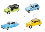 Mondo Motors Brand Mondo Motors Set of 4 1/43 Cars: Citroen MEHARI + DS19 + 2CV + Renault 4 (Ref: MV6)