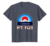 I Survived Mt. Fuji Climbing, Fujiyama Mountain, Japan, Hiking T-Shirt, Youth, Heather Blue, Large