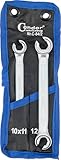 CONDOR Werkzeug 84-2 | Leitungsschlüssel-Satz Offener Ringschlüssel-Satz | 2-tlg. | SW 10x11-12x13 mm | Chrom-Vanadium-Stahl | Bremsleitungsschlüssel Satz für Werkstatt und Heimwerker