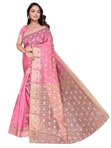 Image of Sarees for Women Wear Organza Silk Banarasi Sari Kanjivaram Soft Pure Paithani Wedding Original Kanchipuram Pattu Sadi with Blouse Piece 2026 (Gulab)