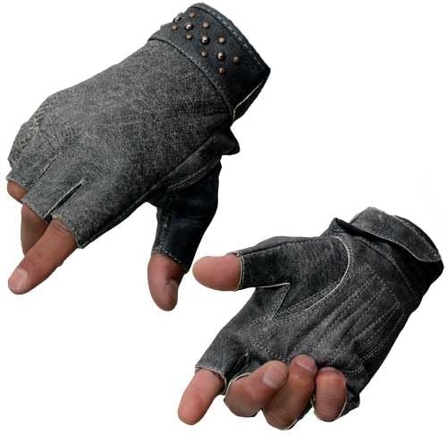 Miniatura 8 de Milwaukee Leather MG7761 - Guantes sin dedos de cuero negro con palma de gel para mujer, con elegantes detalles en la muñeca para motocicleta