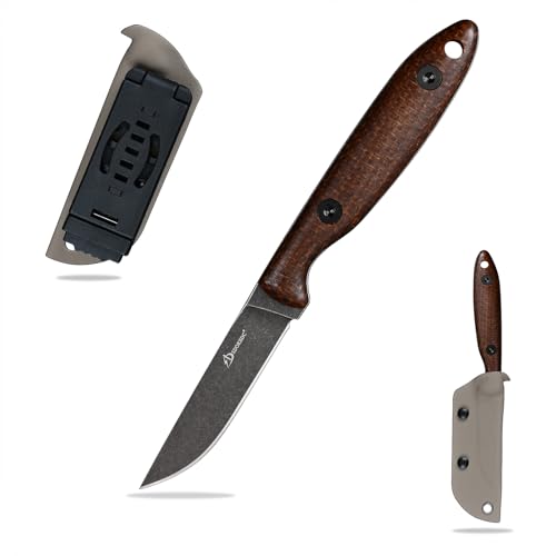 SDOKEDC Knives DC53 Steel Tactical Fixed Blade Knife with kydex sheath for Men EDC Outdoor Camping Survival Hunting (Black+Micarta Handle)