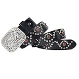 Photo Gallery wenfen cintura, punk con borchie, cintura con borchie di pietre rosse, fibbia a fiore e vera pelle larga 38 mm, cintura con rivetti punk in metallo (color : black, size : 125cm/waist:42"~44") Photo Gallery wenfen cintura, punk con borchie, cintura con borchie di pietre rosse, fibbia a fiore e vera pelle larga 38 mm, cintura con rivetti punk in metallo (color : black, size : 125cm/waist:42"~44")