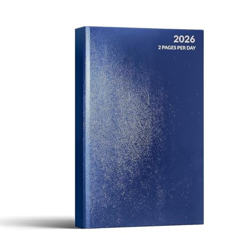 A4 two pages per day 2026 hardback desk diary restaurant planner (Blue)