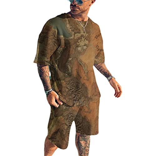 Ensemble d'été t-shirt et short short homme look vacances motif soleil