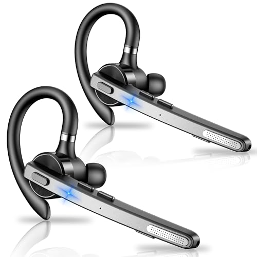New Bee Auriculares Manos Libres Oreja Bluetooth V5.1 con 72 Horas de Juego Auricular Bluetooth Telefono con Doble Micrófono ENC Cancelación CVC8.0 para Negocios/Oficina (2 Piezas)