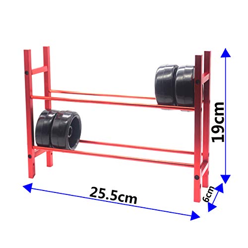 Share Goo Rc Car Metal Tire Rack Wheel Tyre Storage Shelf Compatible With Traxxas Trx-4 Axial Scx10 D90 Rc Crawler Car 1.9Inch 2.2Inch Wheel Rim (Red) #TOP4