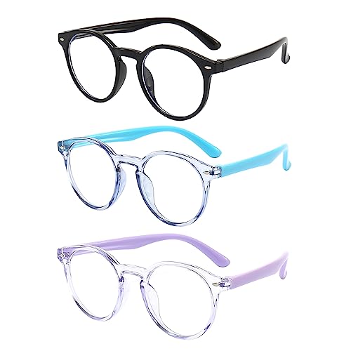 Image of Kids Blue Light Blocking Glasses 3 Pack Kids Computer Reading Blue Light Blocking Glasses for Boys Girls Age 3-11