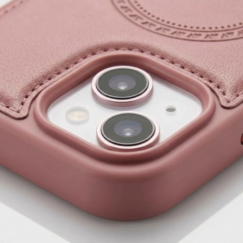 Image of amazon basics Premium PU Leather Case for iPhone 11, MagSafe Compatible Magnetic Ring, Sleek Protective Back Cover - [Pink]