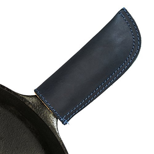 Hide & Drink, Leather Hot Handle Panhandle Potholder Double Layered Double Stitched Cookware Slides On/Off Easily Onto Metal Skillet Grips Handmade Includes 101 Year Warranty :: Slate Blue #TOP16